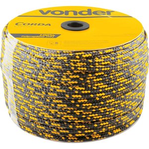 Corda Multifilamento Trançada 8x258 M Preta e Amarela Vonder