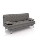 Ver imagem 1 de Sofá Cama Sala de Estar 193cm Belinda com Pés Alumínio Linho Cinza G45 - Gran Belo