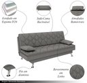 Ver imagem 3 de Sofá Cama Sala de Estar 193cm Belinda com Pés Alumínio Linho Cinza G45 - Gran Belo