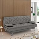 Ver imagem 2 de Sofá Cama Sala de Estar 193cm Belinda com Pés Alumínio Linho Cinza G45 - Gran Belo