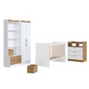 Ver imagem 1 de Quarto Infantil Completo Guarda Roupa Comoda e Berço Branco/mel