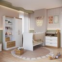 Ver imagem 3 de Quarto Infantil Completo Guarda Roupa Comoda e Berço Branco/mel