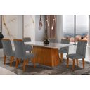 Ver imagem 1 de Conjunto: Mesa Sala Jantar Luna Tampo Madeirado C/ Vidro Canto Curvo 180x90 e 6 Cadeiras Amsterdã
