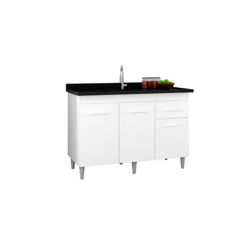 Balcão Armário para Pia de Cozinha 1.20m Ca 3 Portas Cor Branco