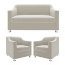 Ver imagem 2 de Recepção Clínica Sofisticada: Namoradeira 2l + 2 Poltronas Bege