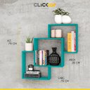 Ver imagem 2 de Kit 2 Nichos Prateleiras Decorativas Quadrado 79 Cm Sala Quarto Escritório Mdp Turquesa - Clicklar