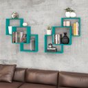 Ver imagem 1 de Kit 2 Nichos Prateleiras Decorativas Quadrado 79 Cm Sala Quarto Escritório Mdp Turquesa - Clicklar