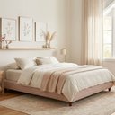 Ver imagem 2 de Cama King Base Box Pés Madeira 210cm Nami Linho Rosa Claro - Nexta Casa