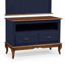 Ver imagem 3 de Rack com Painel para Sala 120cm Pés Luis Xv 2 Gavetas e Nicho Linz Móveis - Azul Petróleo/imbuia Gla