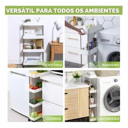 Prateleira Nicho Fruteira Multiuso 3 Andares com Rodinha Branca - 3