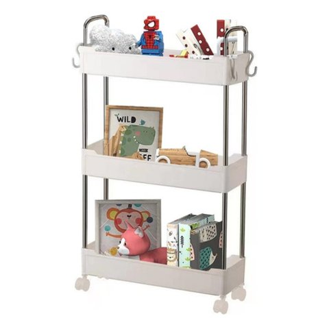 Prateleira Nicho Fruteira Multiuso 3 Andares com Rodinha Branca