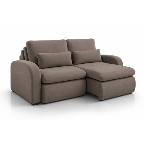 Sofá Retrátil e Reclinável Baviera com Molas Ensacadas e Função Cama:Veludo Marrom/2,30