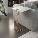 Ver imagem 1 de Mesa L50 Lateral Aproximação Sofá Off White Base Dourada