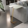 Mesa L50 Lateral Aproximação Sofá Off White Base Dourada - 1