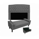 Ver imagem 1 de Jogo Cabeceira Geovana + Calçadeira Fênix Casal 140cm Suede Cinza - LM DECOR