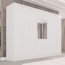 Ver imagem 1 de Guarda-roupa Casal Pinheiro 8 Portas 4 Gavetas com Espelho Branco - Pnr Móveis