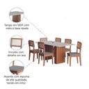 Ver imagem 5 de Conjunto de Mesa Sala de Jantar Ripada Tampo com Vidro 1,80m 6 Cadeiras Santiago Dobuê Madeirado /