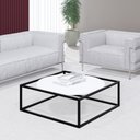 Ver imagem 2 de Mesa De Centro Sala 84x84x35cm Preto Com Branco Industrial Moon Don Castro Decor