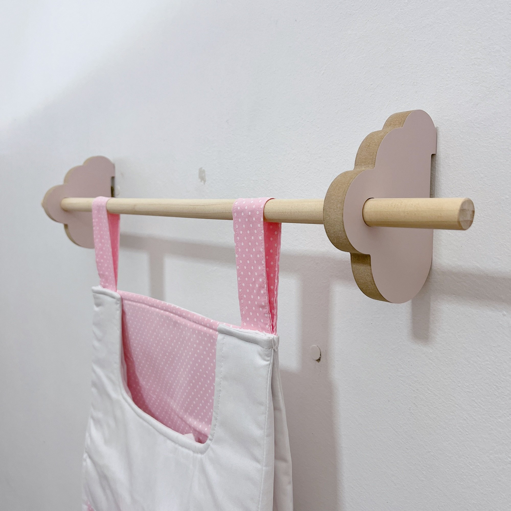 1 Varão Nuvem 60cm para Porta Fraldas Decorativo Quarto:rosa - 3