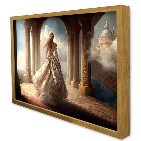 Quadro Decorativo Reino Encantado em Moldura Caixa TaColado Moldura Caixa 3cm Freijó sem Vidro 30 x 