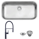 Ver imagem 1 de Kit Cuba Lavinia Acetinada Tramontina e Monocomando Black Matte Levo