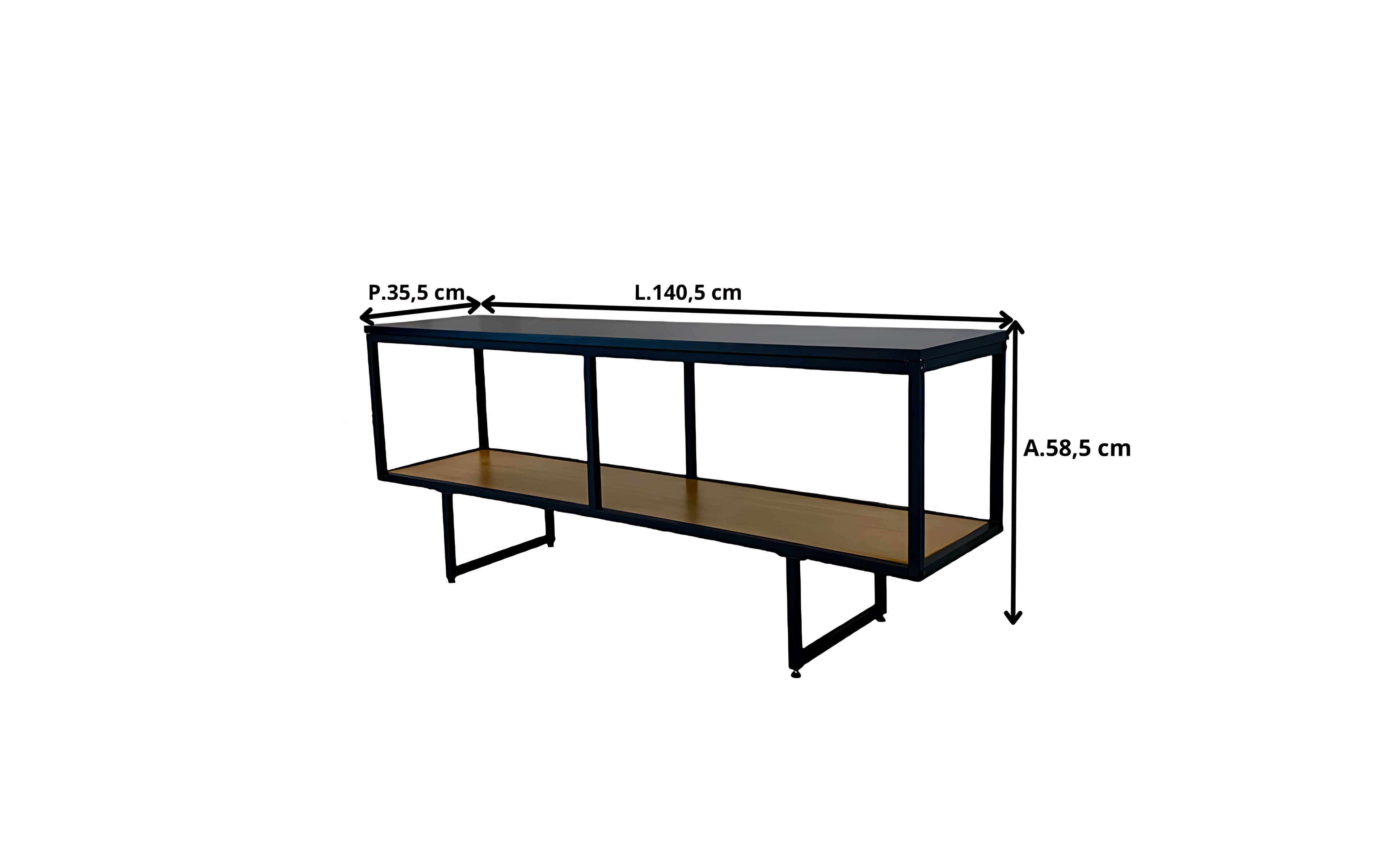 Rack Metropolitan em Madeira Maciça e Metal - 140,5cm - Preto / Avelã - 5