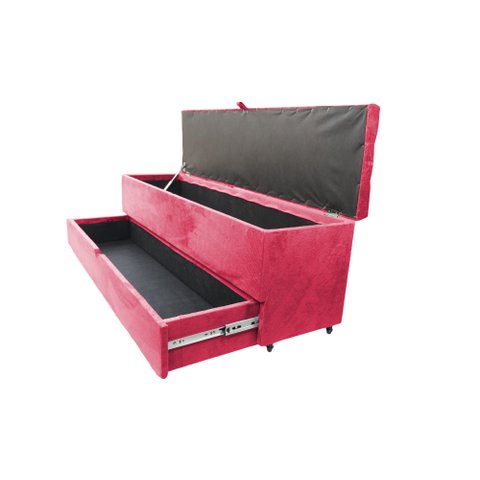 Recamier Puff Baú Sapateira com Gaveta 1,58 Cm para Cama Box Queen Size - Rosa Pink