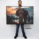 Ver imagem 2 de Quadro Decorativo em Canvas Elefante na Natureza TaColado Moldura Flutuante 4,5cm Freijó 120 x 80cm