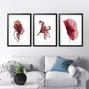 Ver imagem 1 de Kit 3 Quadros Grandes Flores Marsala - 60x48cm:moldura Branca