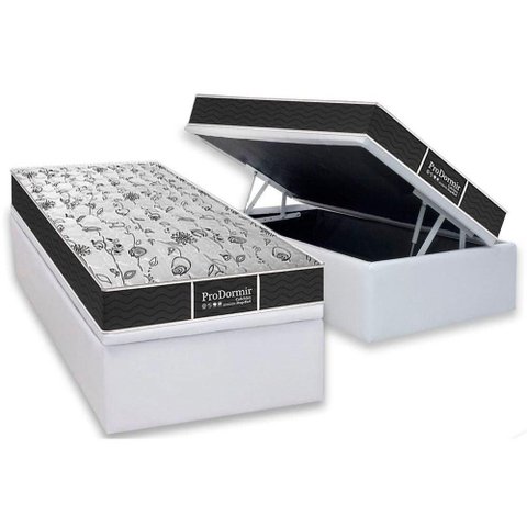 Cama Box Baú Crc Solteiro +Colchão Molas Bonnel Sleep Probel 88x188