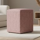 Ver imagem 2 de Puff Quadrado Decorativo Sala de Estar L02 Linho Rosa - Lyam Decor