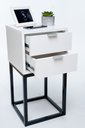 Ver imagem 3 de Kit 2 Mesas de Cabeceira Industrial Off White 50cm com 2 Gavetas Base Preta- Enviamos Montado