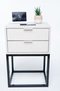 Ver imagem 1 de Kit 2 Mesas de Cabeceira Industrial Off White 50cm com 2 Gavetas Base Preta- Enviamos Montado