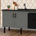 Ver imagem 3 de Gabinete de Cozinha 2 Portas Armário Pia 2 Gaveta 114 Cm:cinza/preto