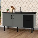 Ver imagem 1 de Gabinete de Cozinha 2 Portas Armário Pia 2 Gaveta 114 Cm:cinza/preto