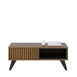 Mesa de Centro Retangular 1 Nicho Pés em Madeira Maciça Jeri Móveis Marrom - 5 Mesa de Centro Retangular 1 Nicho Pés em Madeira Maciça Jeri Móveis Marrom - 5