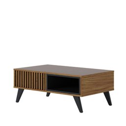 Mesa de Centro Retangular 1 Nicho Pés em Madeira Maciça Jeri Móveis Marrom - 8 Mesa de Centro Retangular 1 Nicho Pés em Madeira Maciça Jeri Móveis Marrom - 8