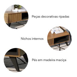 Mesa de Centro Retangular 1 Nicho Pés em Madeira Maciça Jeri Móveis Marrom - 4 Mesa de Centro Retangular 1 Nicho Pés em Madeira Maciça Jeri Móveis Marrom - 4