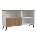 Ver imagem 6 de Rack Multiuso para Sala com 1 Porta e Pés em Aço 1,18 M Cor:branco com Mel