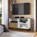 Ver imagem 2 de Rack Multiuso para Sala com 1 Porta e Pés em Aço 1,18 M Cor:branco com Mel