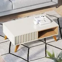 Ver imagem 1 de Mesa de Centro Retangular 1 Nicho Pés em Madeira Maciça Jeri Móveis Branco