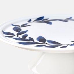 Prato com Pé para Bolo Blue Pottery - M Blue Gardenia - 2