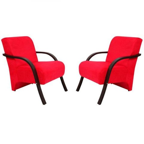Kit 2 Poltronas Vênus 1 Lugar Suede Vermelho