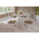 Ver imagem 1 de Kit 4 Cadeiras Sala Jantar Volga C/ Tampo de Vidro 90cm e 4 Cadeiras Holanda Cromada - Courano