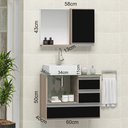 Ver imagem 2 de Conjunto Gabinete Banheiro POLO 60cm Madeirado/Preto - Gabinete + Cuba + Espelheira + Tampo Vidro