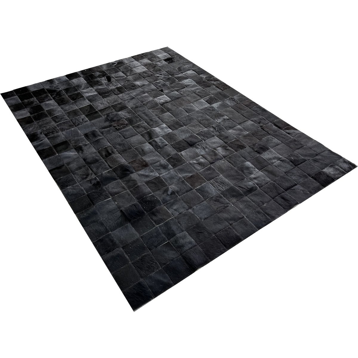 Tapete de couro preto natural 1,50x2,00 sem borda peça 10x10 - 2