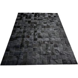 Tapete de couro preto natural 1,50x2,00 sem borda peça 10x10 - 1