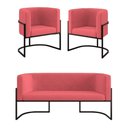 Ver imagem 1 de Kit Sofá 2 Lugares + 2 Poltronas para Recepção Balaqui Rosa
