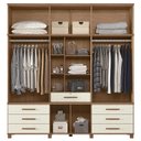 Ver imagem 6 de Guarda Roupa Casal Tóquio 13 Portas de Bater 7 Gavetas MDF-MDP com Espelho Jatobá-Areia Mpozenato