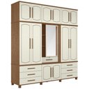 Ver imagem 4 de Guarda Roupa Casal Tóquio 13 Portas de Bater 7 Gavetas MDF-MDP com Espelho Jatobá-Areia Mpozenato